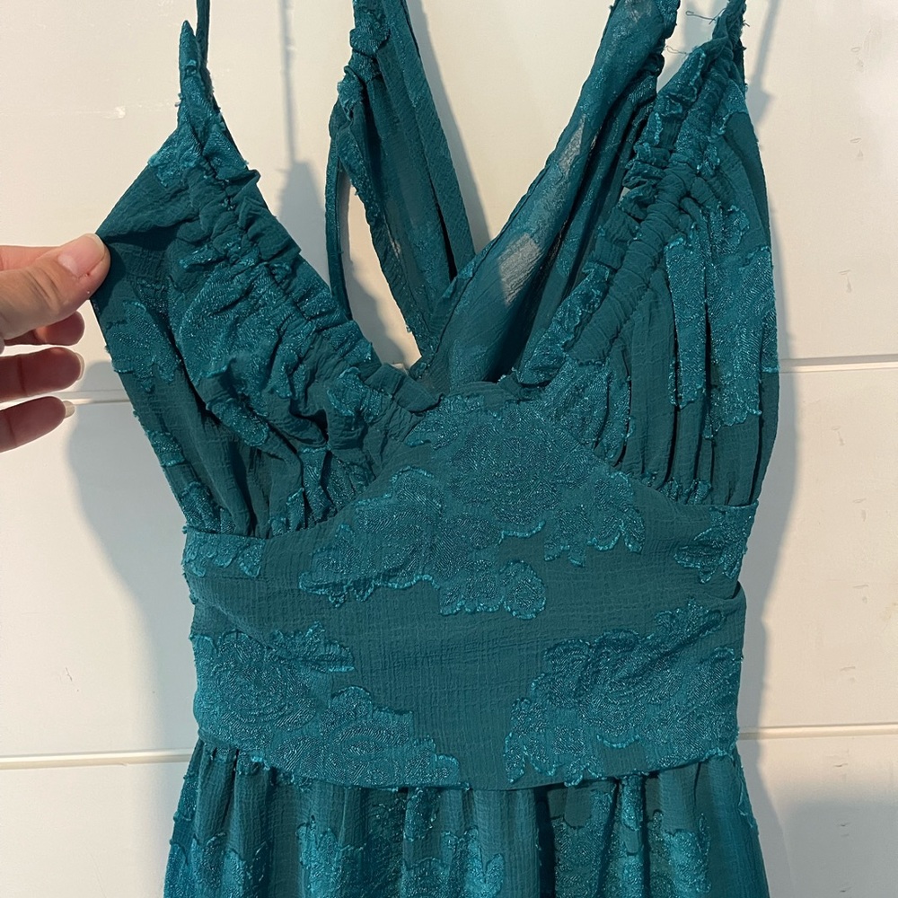 BNWT beautiful dark turquoise open back dress size Large - Picture 2 of 11